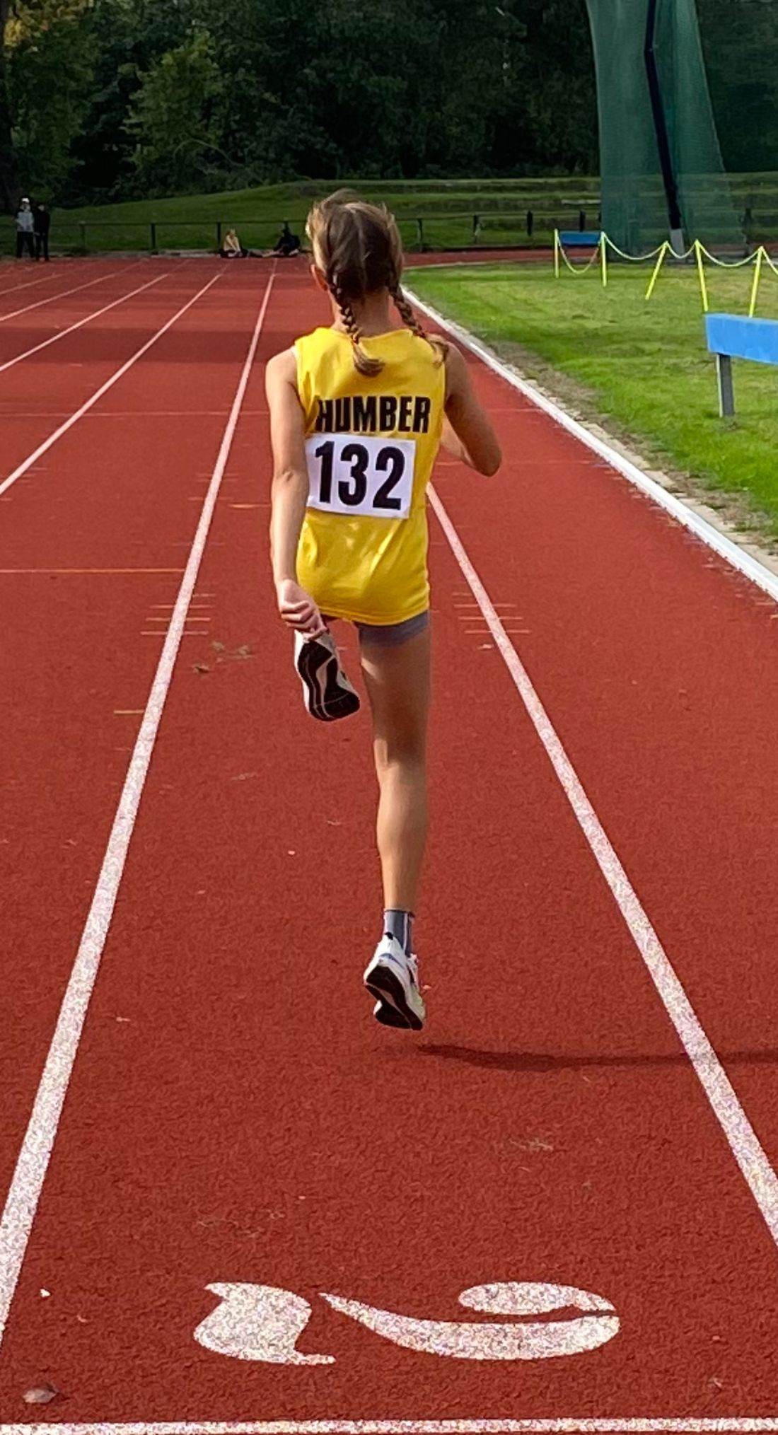 A Vale of York athlete running for Humber at the inter-counties match in Kingston upon Hull